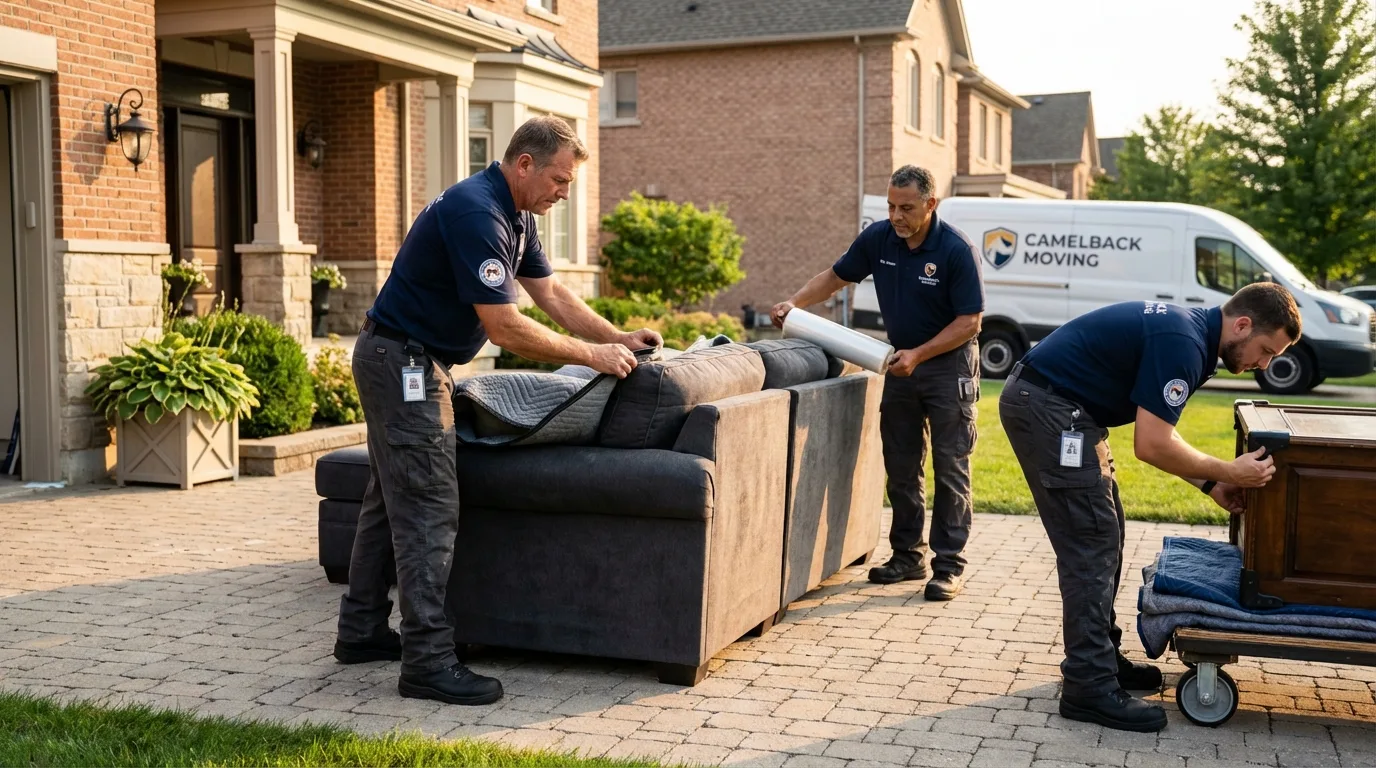 Large estate moving crew wrapping furniture in Jellico, TN