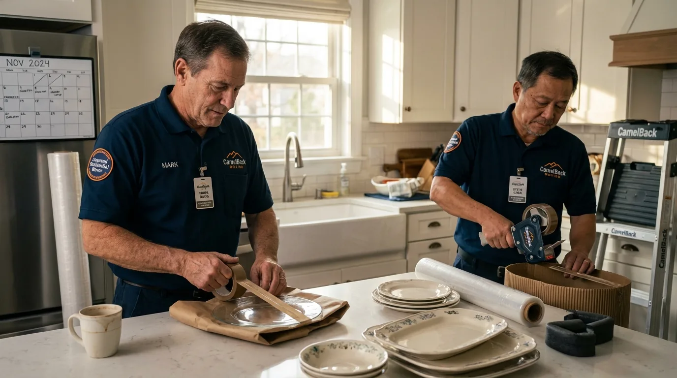 Professional crew packing kitchen dishware in Jellico, TN